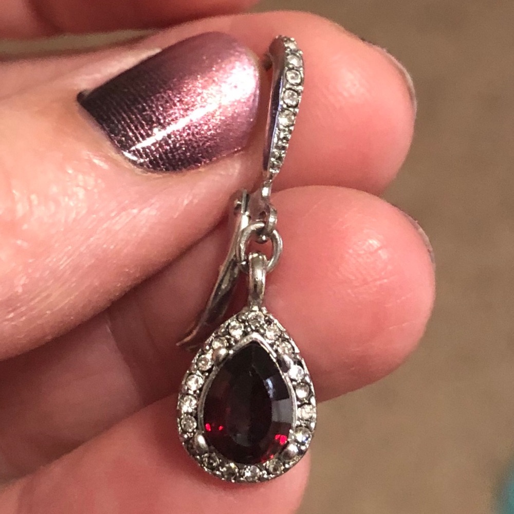 Sharp!  Ruby colored drop earrings